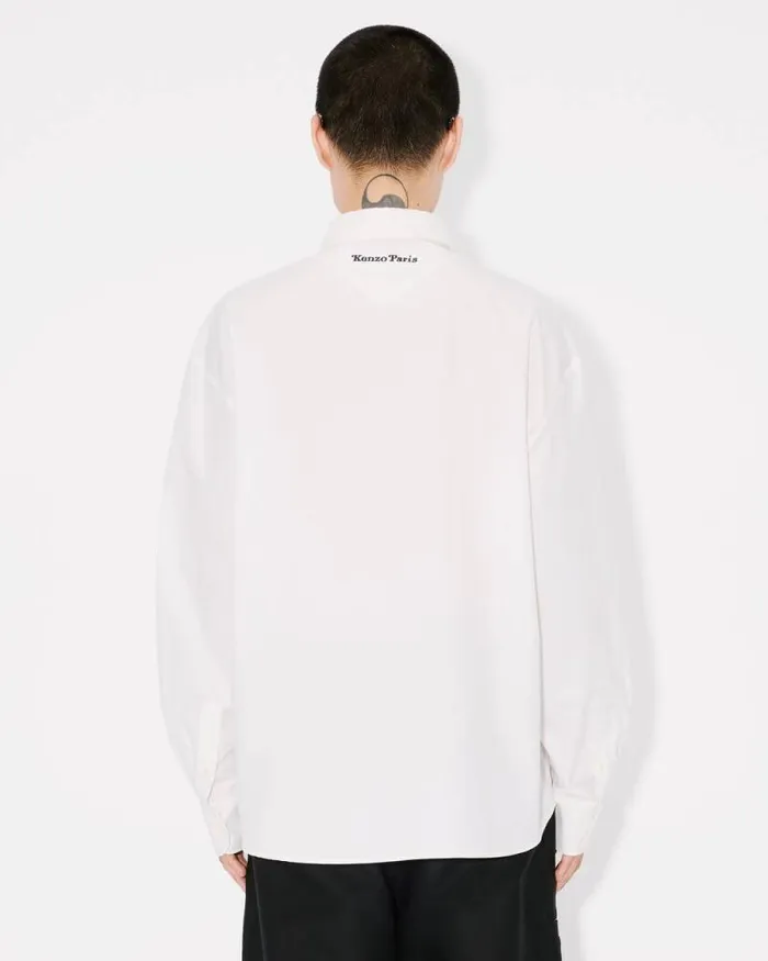 Men 039KENZO VERDY MARKET039 Casual Poplin Shirt In Cotton White Kenzo Shirts