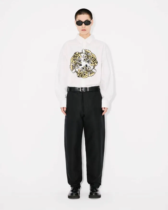 Men 039KENZO VERDY MARKET039 Casual Poplin Shirt In Cotton White Kenzo Shirts