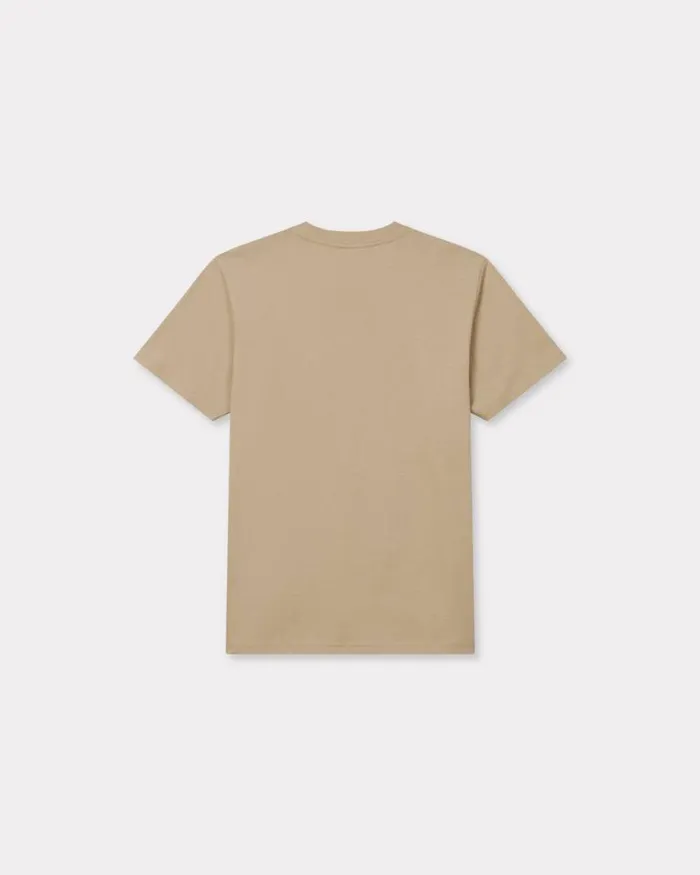 Men 039KENZO Weave039 Embroidered Slim Tshirt In Cotton Beige Kenzo Tshirts And Polos