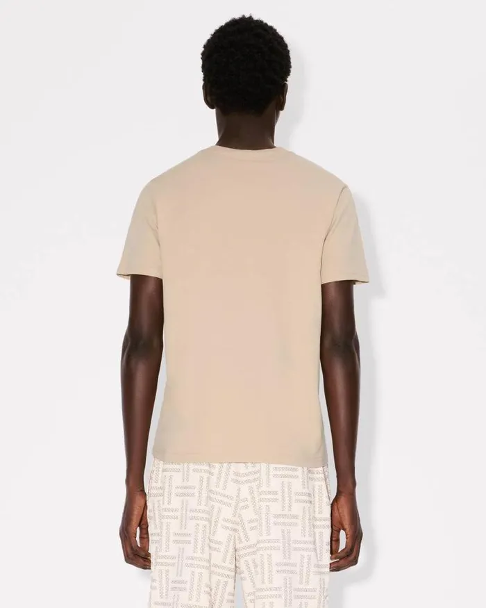 Men 039KENZO Weave039 Embroidered Slim Tshirt In Cotton Beige Kenzo Tshirts And Polos