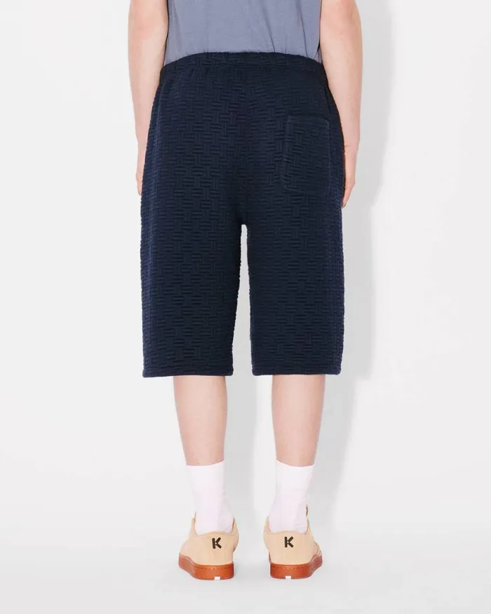 Men 039KENZO Weave039 Oversized Embroidered Shorts Blue Black Kenzo Pants And Shorts
