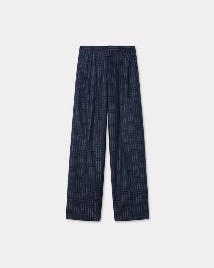Men 039KENZO Weave039 Pleated Tailored Pants In Wool Midnight Blue Kenzo Pants And Shorts Men 039KENZO Weave039 Pleated Tailored Pants In Wool Midnight Blue Kenzo Pants And Shorts