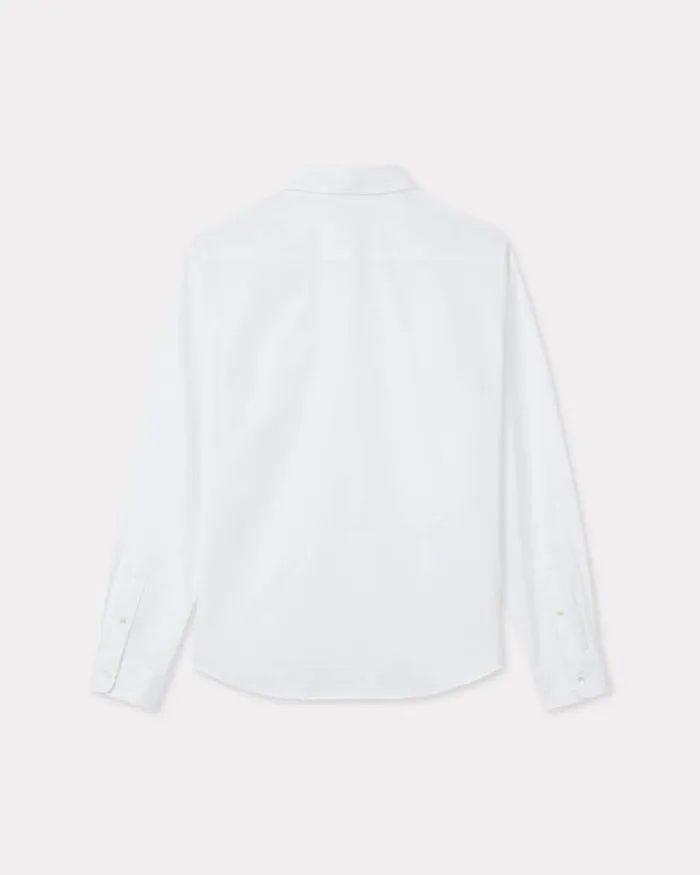 Men 039KENZO Weave039 Slim Shirt In Cotton Jacquard White Kenzo Shirts