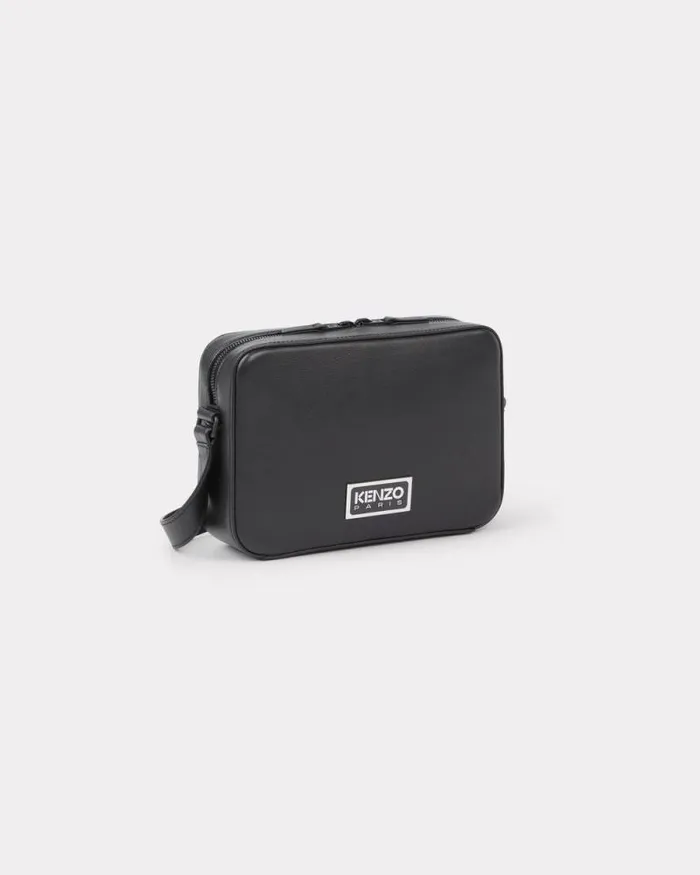 Men 039KENZOGRAPHY039 Leather Shoulder Bag Black Kenzo Bags