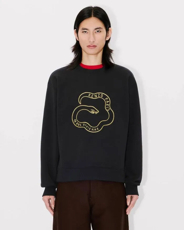 Men 039Lunar New Year039 Embroidered Sweatshirt In Cotton Black Kenzo Sweatshirts And Hoodies
