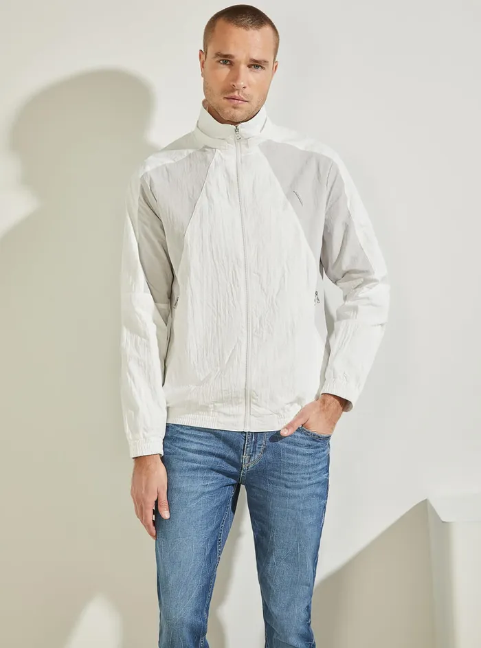 Men Activewear GUESS White Grey Kian Colourblock Active Jacket