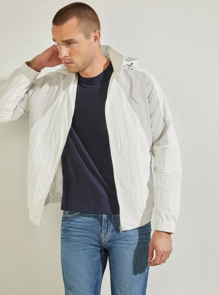 Men Activewear GUESS White Grey Kian Colourblock Active Jacket