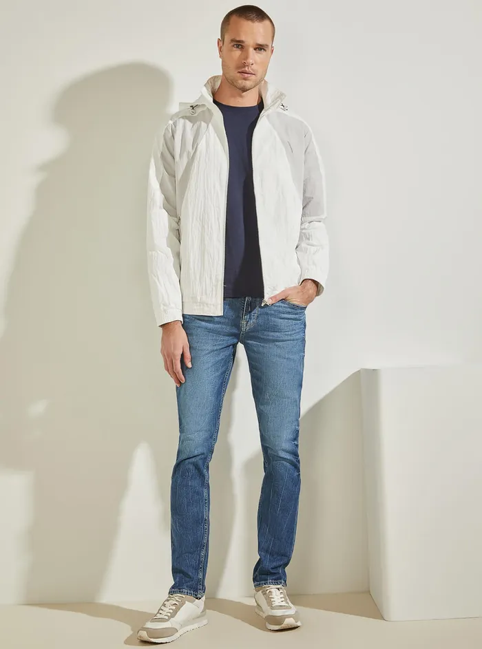 Men Activewear GUESS White Grey Kian Colourblock Active Jacket