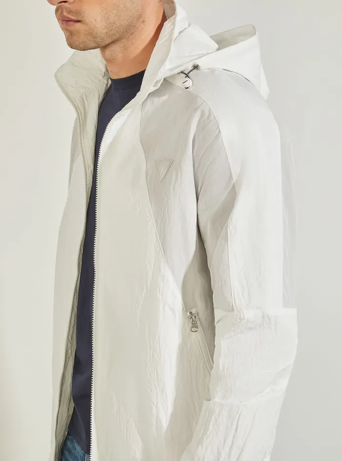 Men Activewear GUESS White Grey Kian Colourblock Active Jacket
