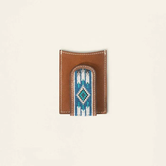 Men Bags and Wallets Ariat Southwest Inlay Money Clip Brown
