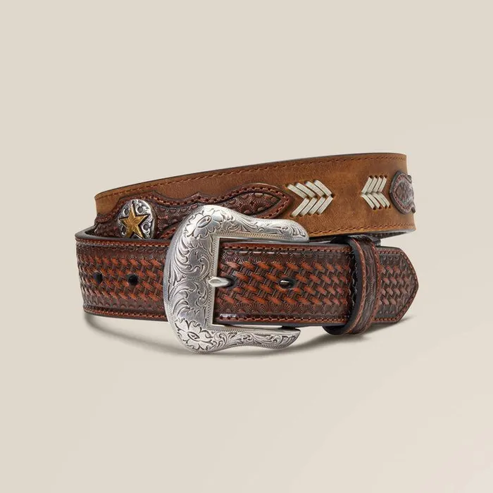 Men Belts Ariat Gold Star Medallion Belt Tan