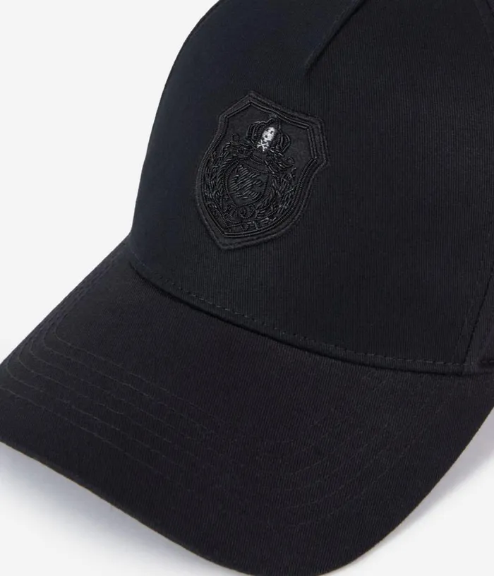 Men Black Cap With Blazon Patch THE KOOPLES Hats and Scarves