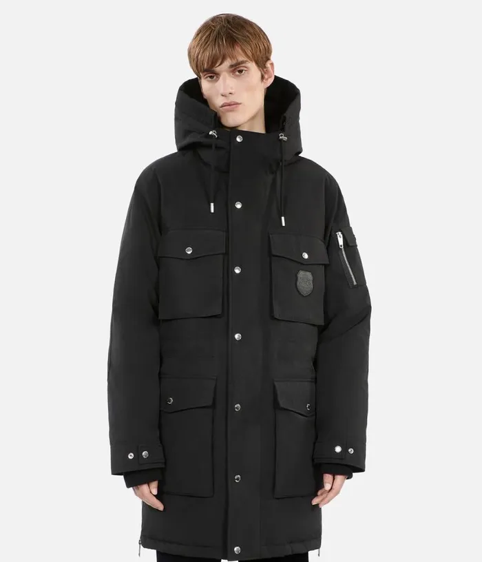 Men Black Hooded Parka THE KOOPLES Coats and Jackets