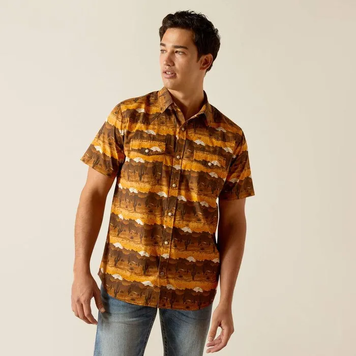 Men Button Down Shirts Ariat Heath Retro Fit Shirt Mink
