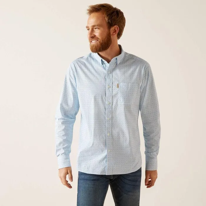 Men Button Down Shirts Ariat Madden Stretch Modern Fit Shirt White