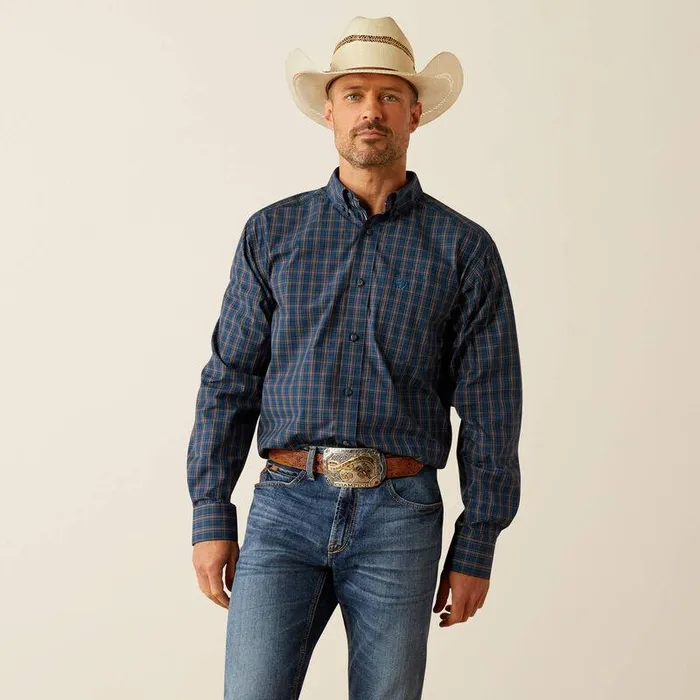 Men Button Down Shirts Ariat Pro Series Joaquin Classic Fit Shirt Navy
