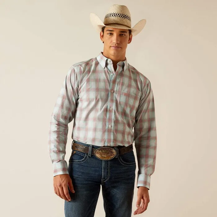 Men Button Down Shirts Ariat Pro Series King Fitted Shirt Sky