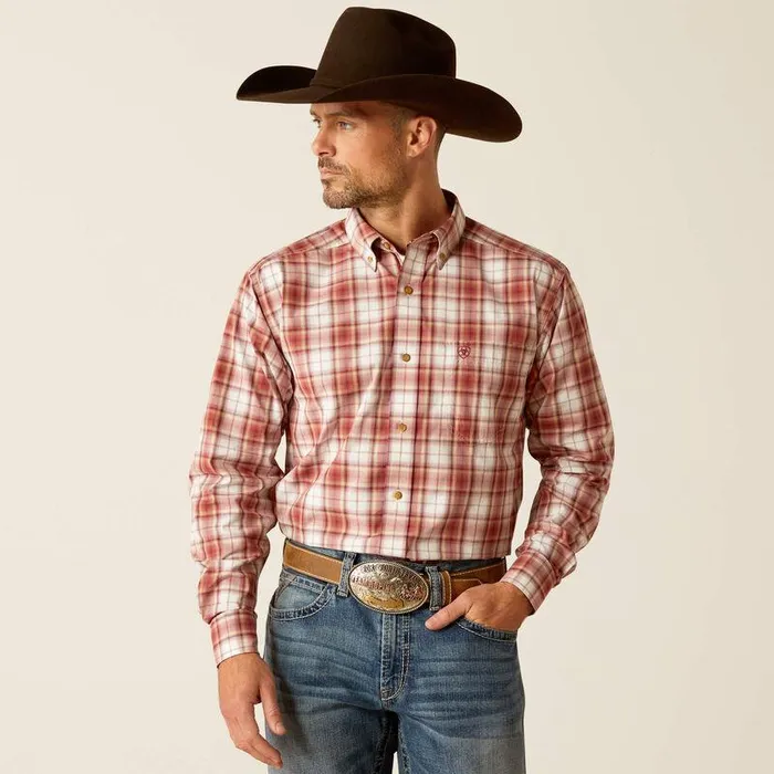 Men Button Down Shirts Ariat Pro Series Sonny Classic Fit Shirt Red