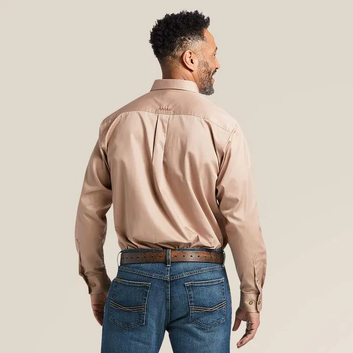 Men Button Down Shirts Ariat Solid Twill Classic Fit Shirt Khaki