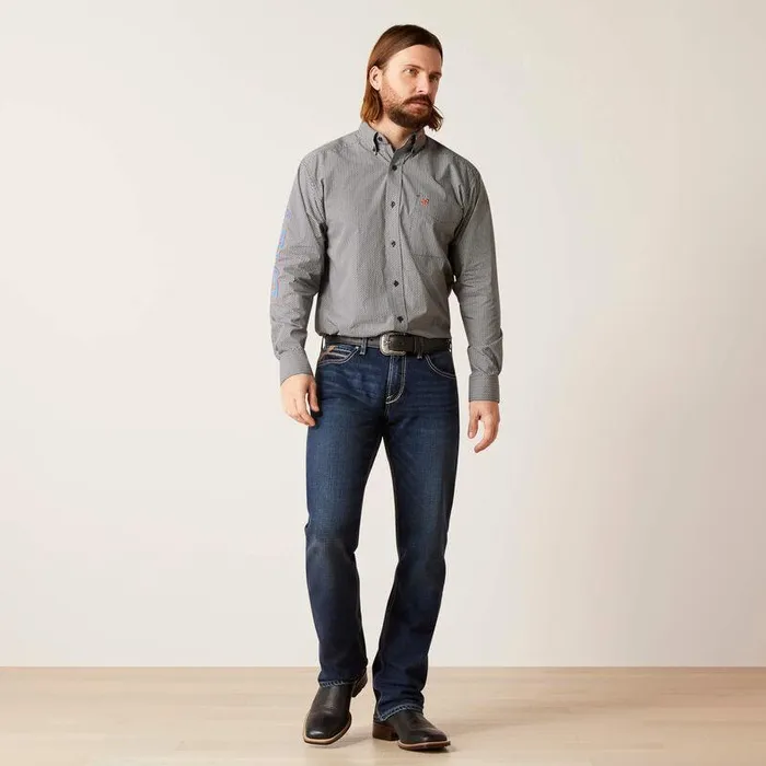 Men Button Down Shirts Ariat Team Whitt Classic Fit Shirt White