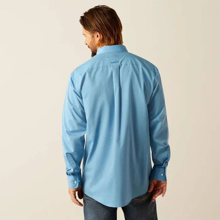 Men Button Down Shirts Ariat Wrinkle Free Solid Classic Fit Shirt Blue Men Button Down Shirts Ariat Wrinkle Free Solid Classic Fit Shirt Blue