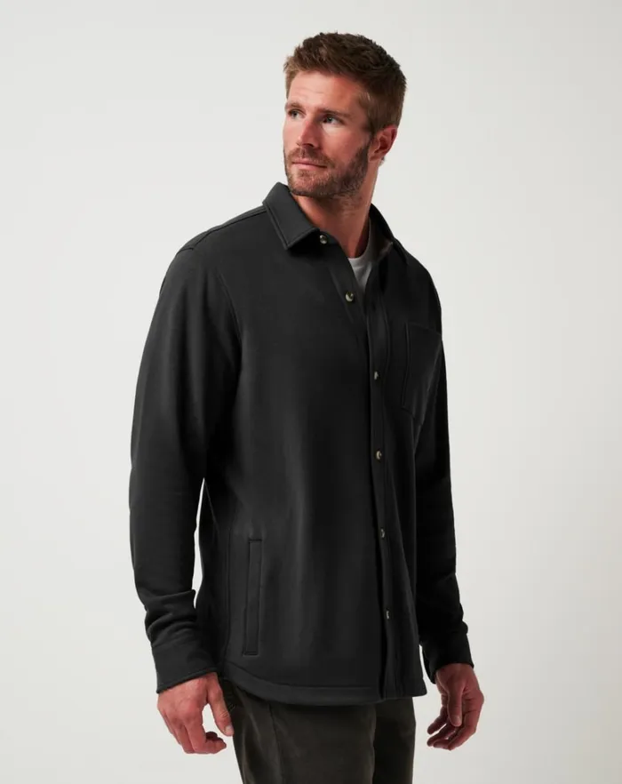 Men ButtonUps TravisMathew CLOUD SHIRT JACKET Black Men ButtonUps TravisMathew CLOUD SHIRT JACKET Black
