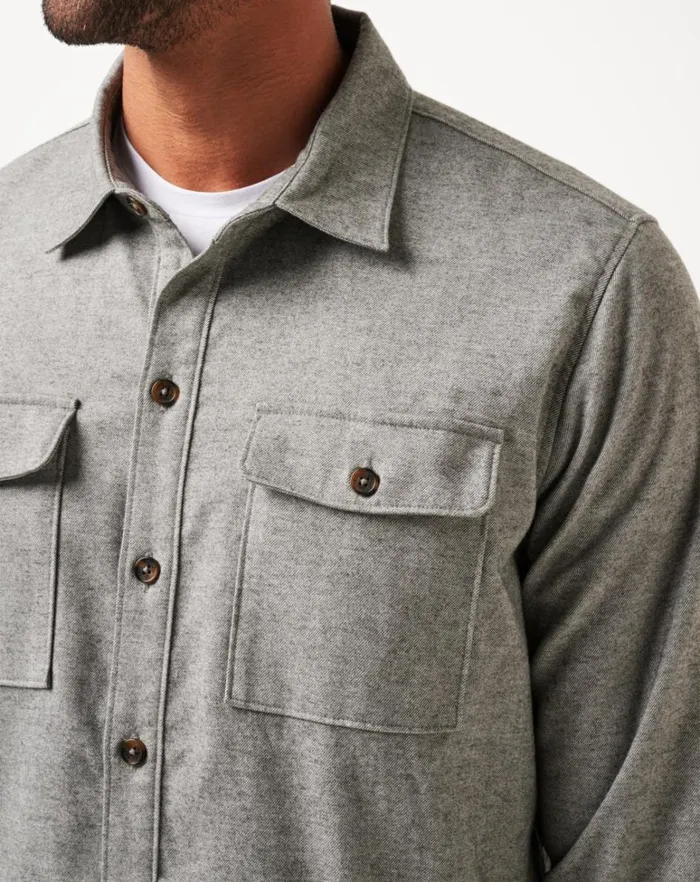 Men ButtonUps TravisMathew LIFESTYLE SHIFT SHIRT JACKET Heather Grey