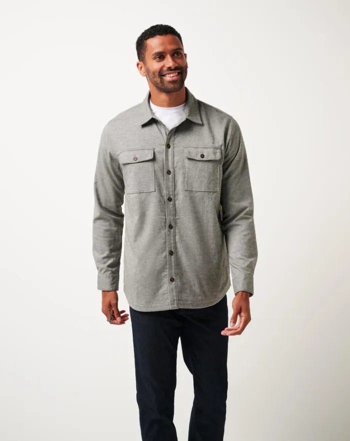 Men ButtonUps TravisMathew LIFESTYLE SHIFT SHIRT JACKET Heather Grey