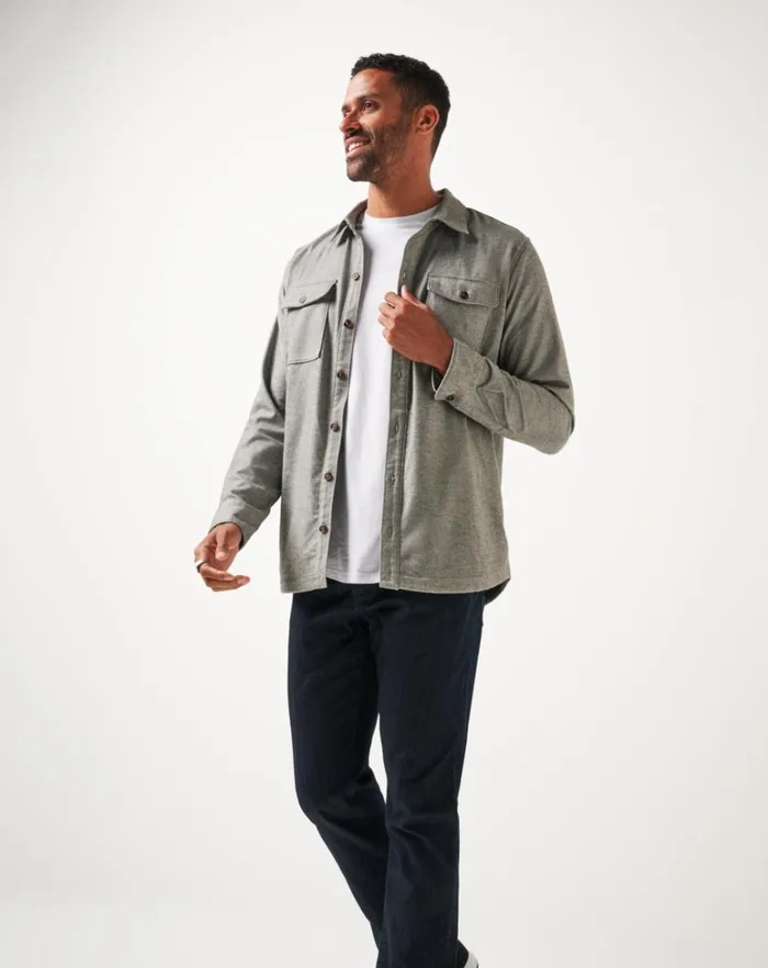 Men ButtonUps TravisMathew LIFESTYLE SHIFT SHIRT JACKET Heather Grey