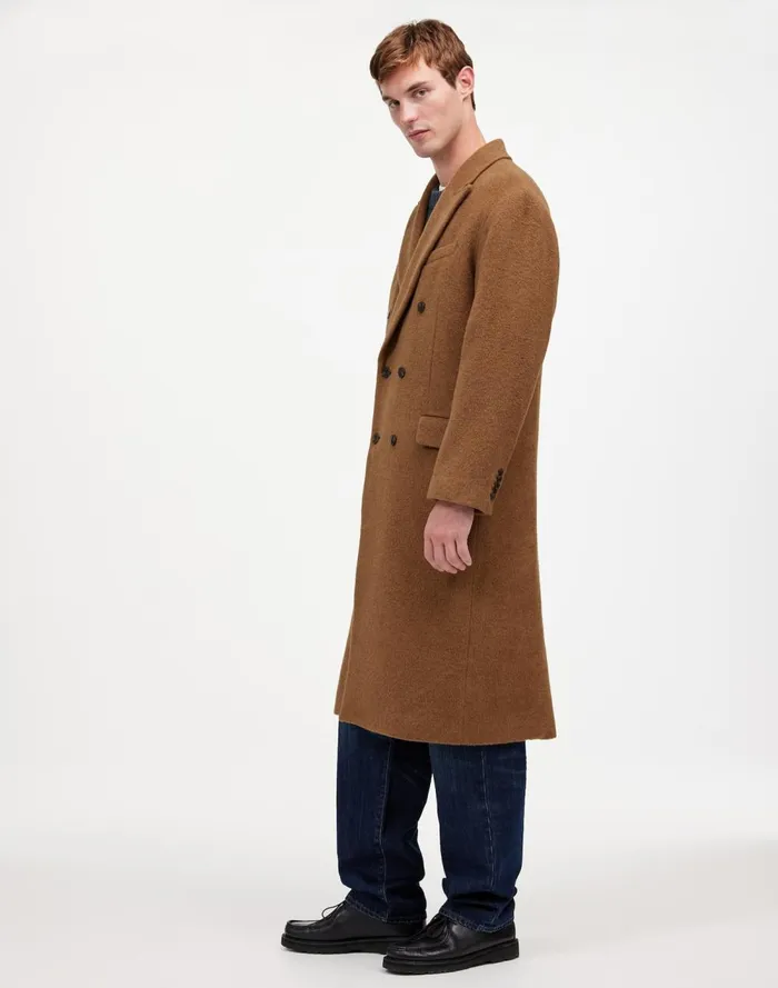 Men Coats Jackets Madewell DoubleBreasted Topcoat In Italian AlpacaWool Blend Tobacco Melange