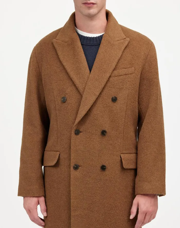 Men Coats Jackets Madewell DoubleBreasted Topcoat In Italian AlpacaWool Blend Tobacco Melange