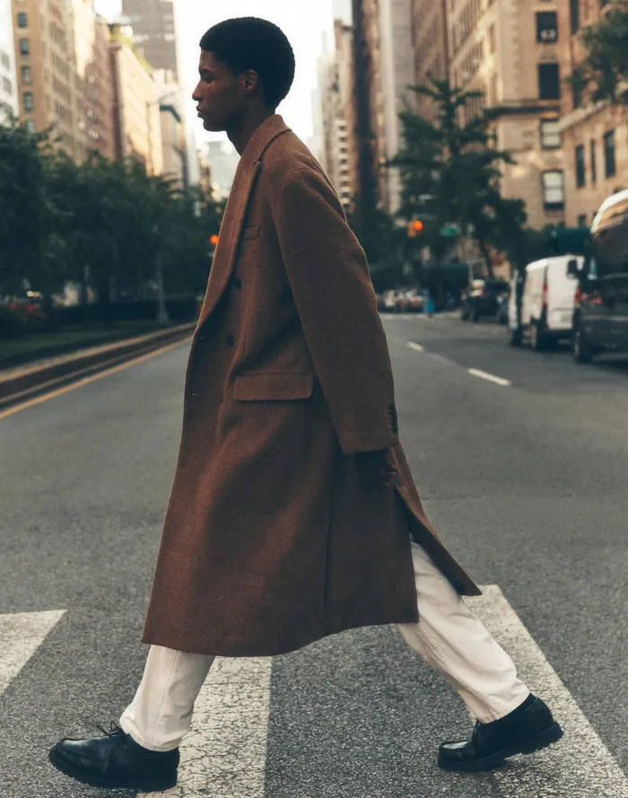 Men Coats Jackets Madewell DoubleBreasted Topcoat In Italian AlpacaWool Blend Tobacco Melange