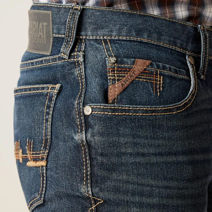 Men Denim Ariat M4 Relaxed Derek Boot Cut Jean Atlas