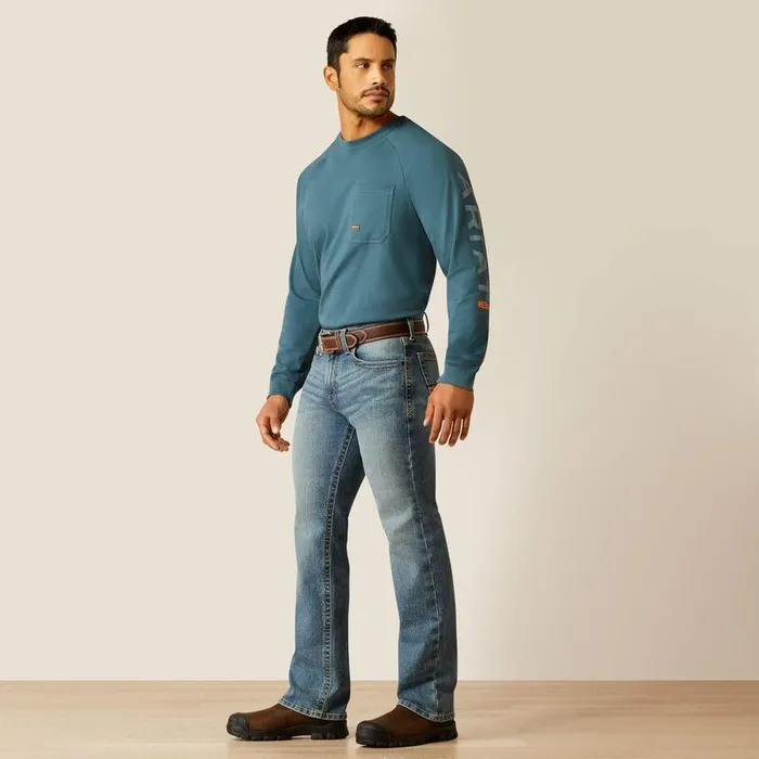Men Denim Ariat Rebar M7 Slim Rail Straight Jean Breaker Men Denim Ariat Rebar M7 Slim Rail Straight Jean Breaker