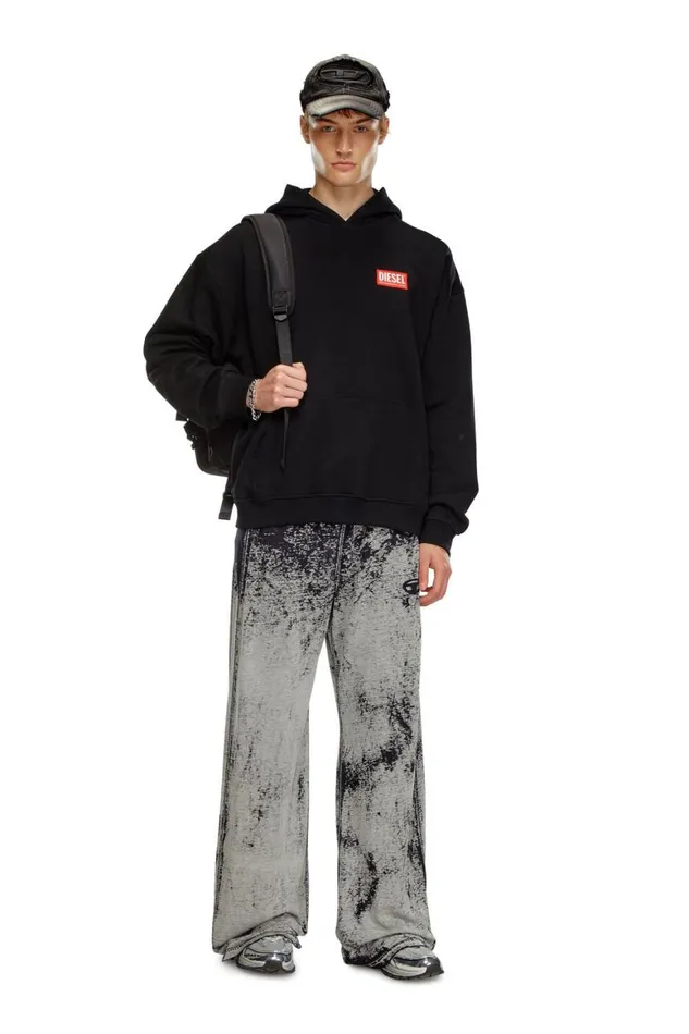 Men Diesel Sweatshirts and Hoodies SBOXTHOODLAB Black