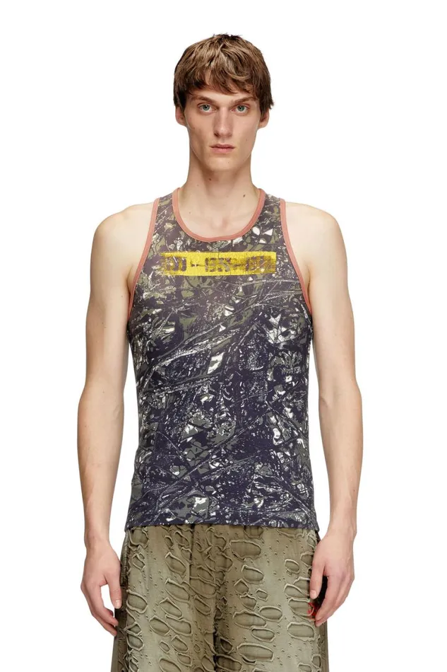 Men Diesel TShirts and Polos TLIFTYCAMOU Blackgreen Men Diesel TShirts and Polos TLIFTYCAMOU Blackgreen