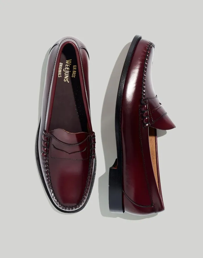 Men Dress Shoes and Loafers Madewell GHBASS Weejuns Penny Loafers Burgundy