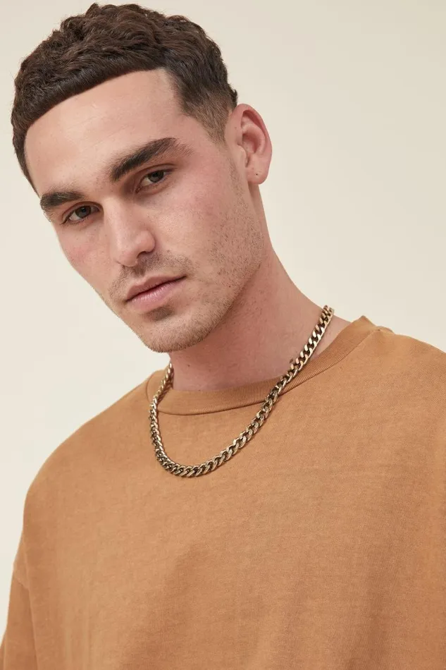 Men Gifting Cotton On Chain Necklace Chainburnished Gold