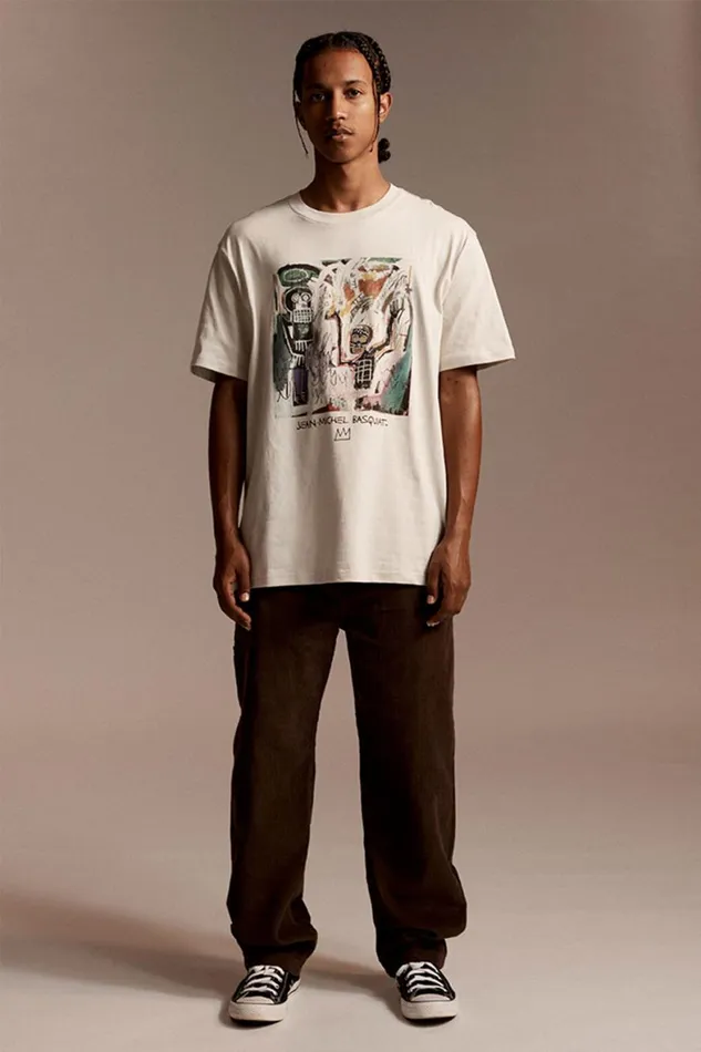 Men Graphic TShirts Cotton On Basquiat Loose Fit TShirt Lcn Bsq Whitebaptism