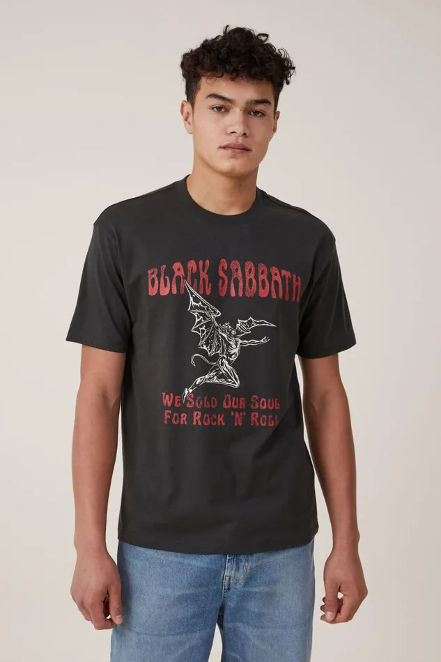 Men Graphic TShirts Cotton On Loose Fit Music TShirt Lcn Bra Washed Blackblack Sabbath Sold O Men Graphic TShirts Cotton On Loose Fit Music TShirt Lcn Bra Washed Blackblack Sabbath Sold O