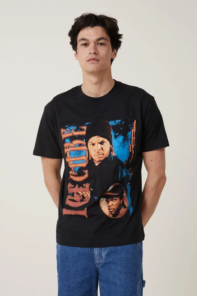 Men Graphic TShirts Cotton On Loose Fit Music TShirt Lcn Mt Blackice Cubeclassic