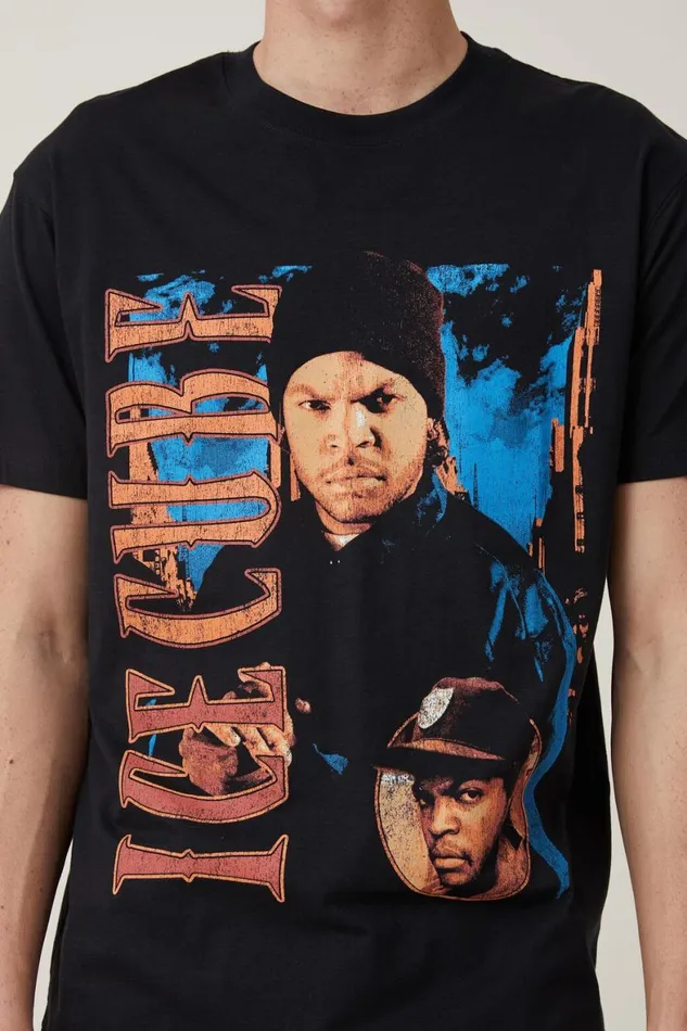 Men Graphic TShirts Cotton On Loose Fit Music TShirt Lcn Mt Blackice Cubeclassic