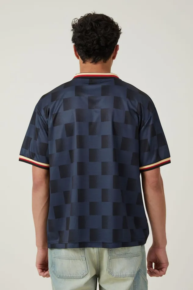 Men Graphic TShirts Cotton On Pit Stop Soccer Jersey Black Slatecheckerboard