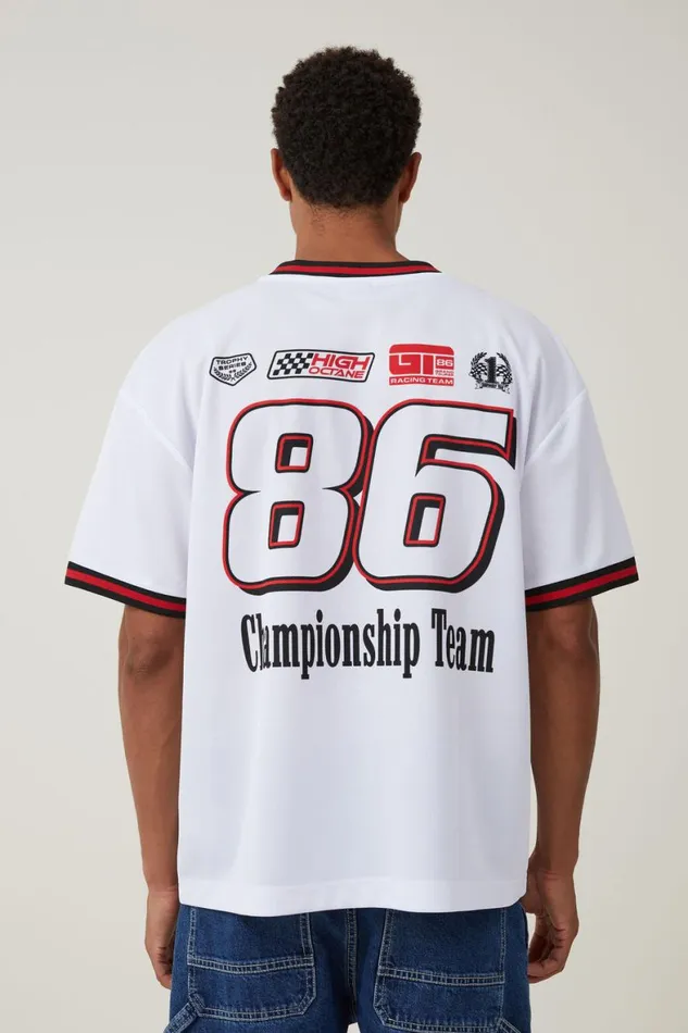 Men Graphic TShirts Cotton On Pit Stop V Neck Jersey White Montreal