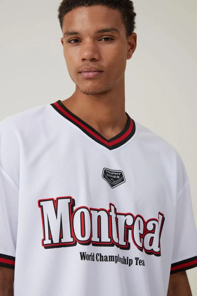 Men Graphic TShirts Cotton On Pit Stop V Neck Jersey White Montreal