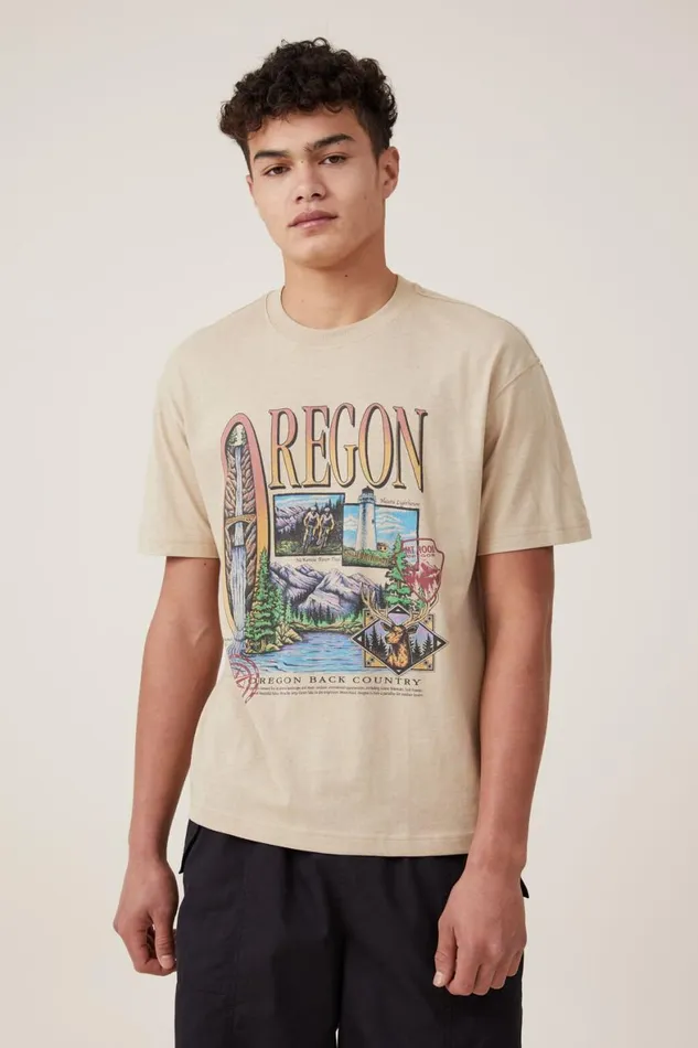 Men Graphic TShirts Cotton On Premium Loose Fit Art TShirt Stone Clayoregon