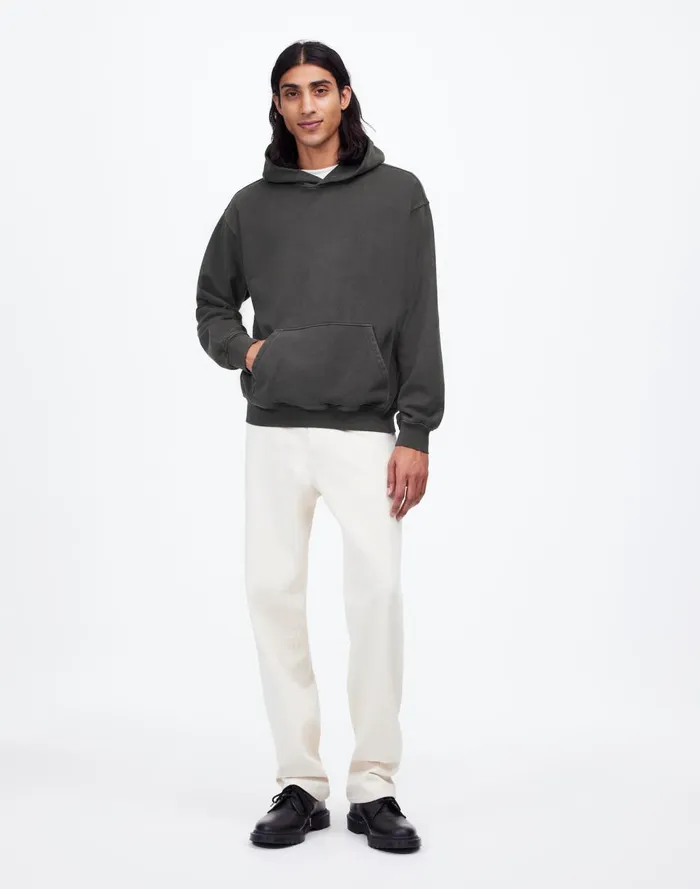 Men Hoodies and Sweatshirts Madewell The McCarren Midweight Hoodie Sweatshirt Coal