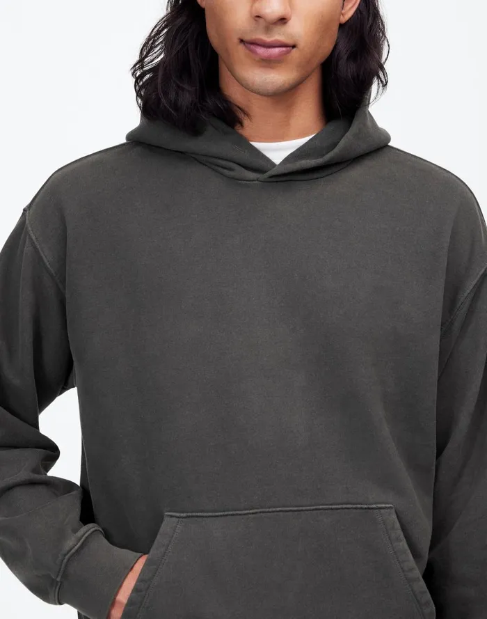 Men Hoodies and Sweatshirts Madewell The McCarren Midweight Hoodie Sweatshirt Coal