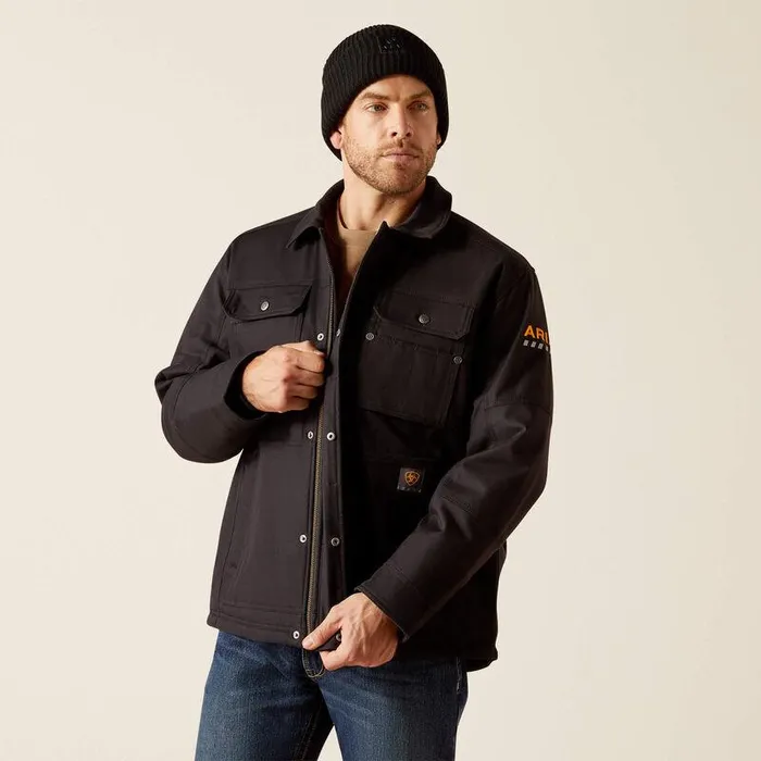 Men Jackets and Vests Ariat Rebar DuraCanvas SherpaLined Coat Black