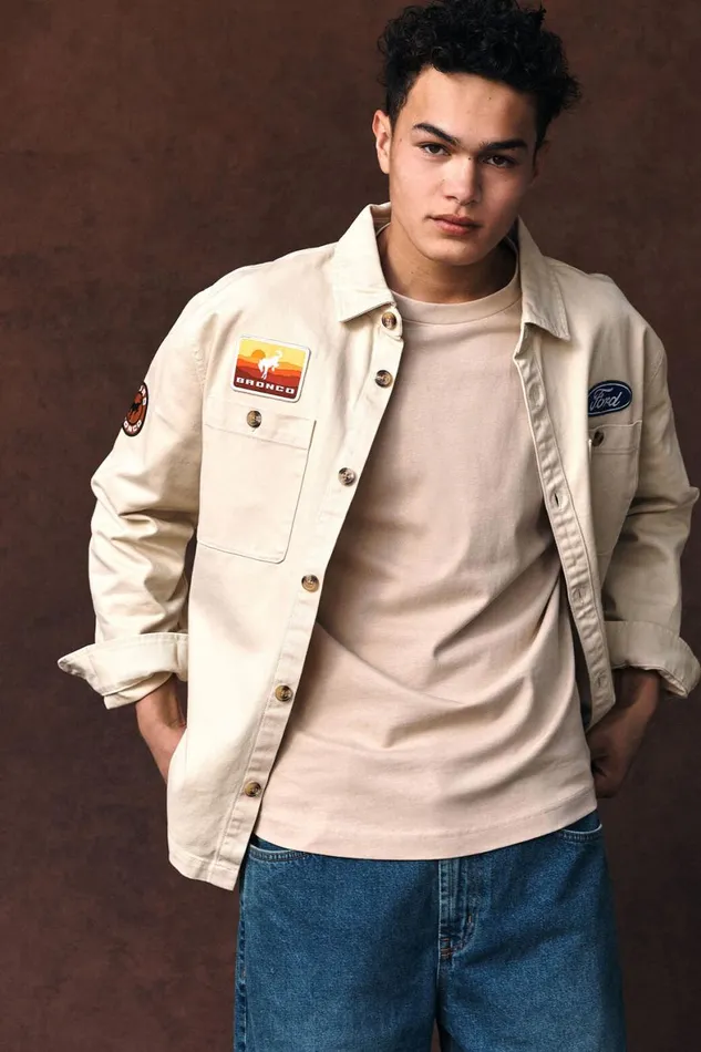Men Jackets Cotton On Ford Overshirt Lcn For Bone